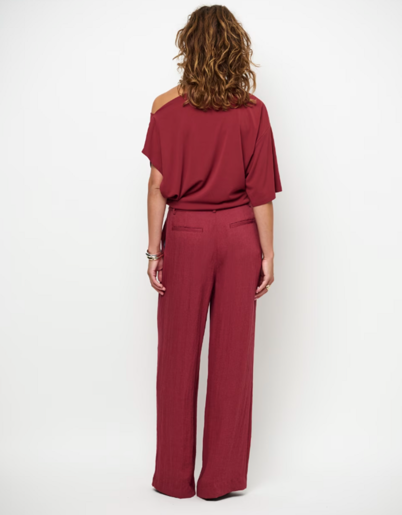 Dante 6 Gou Embellished Drapey Top Berry Red