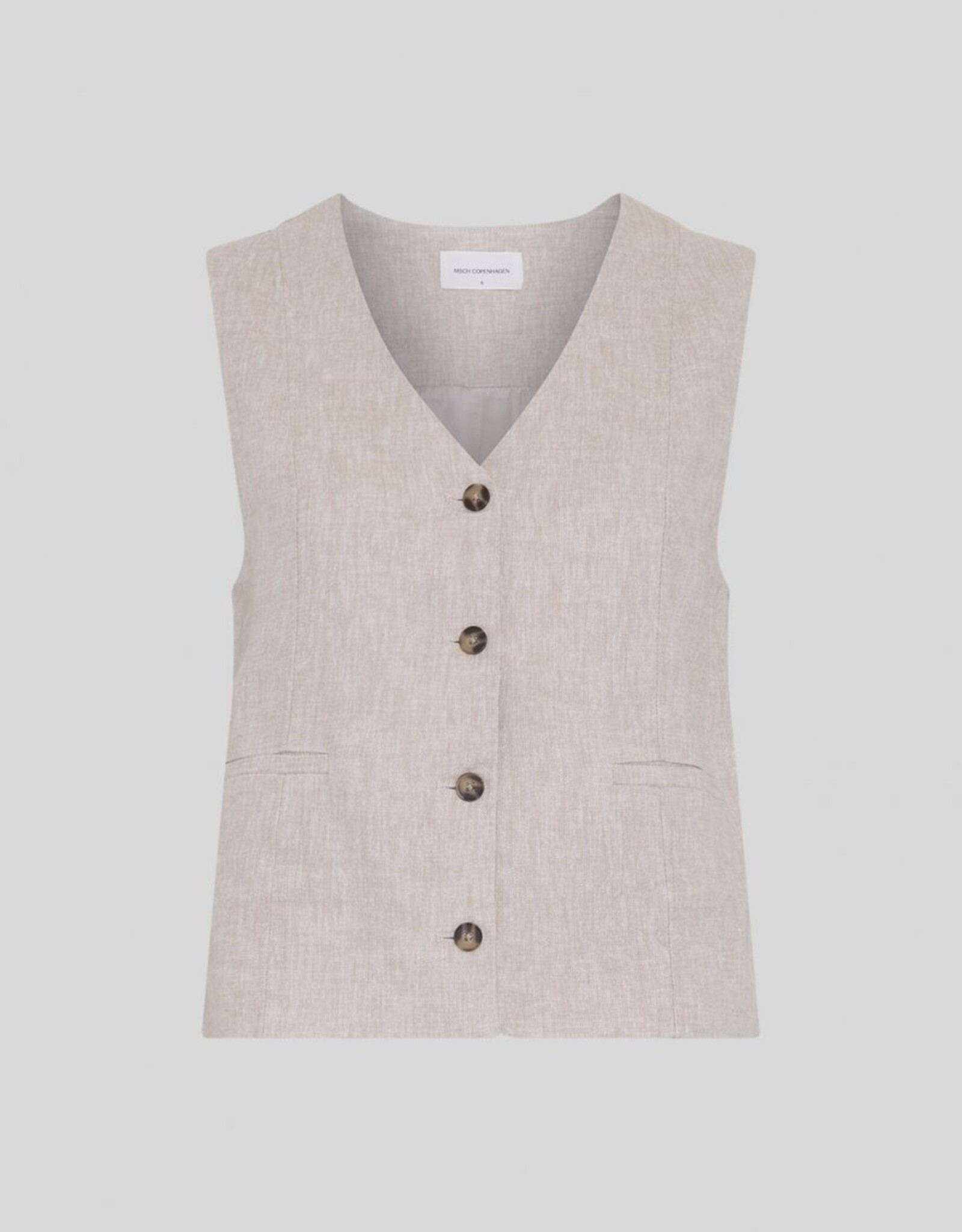 Moss Copenhagen Viana Ginia V Neck Waistcoat Sand Melange