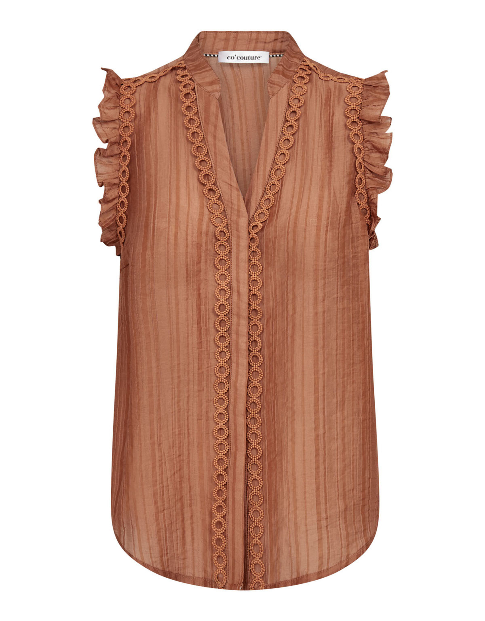 Co'Couture Reggie Frill Top Suntan