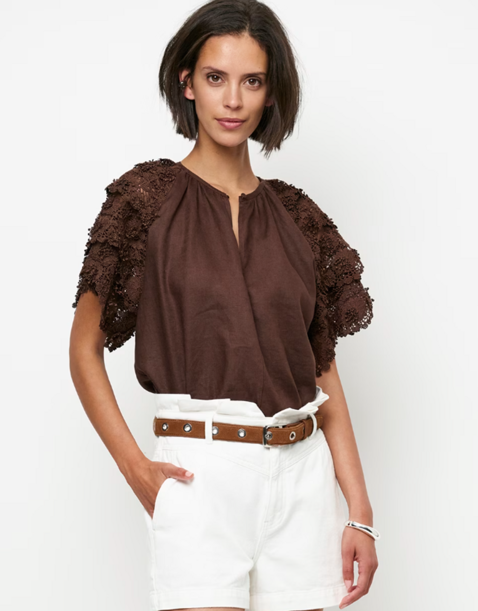 Dante 6 Jonille Lace Detail Top Chocolate Brown