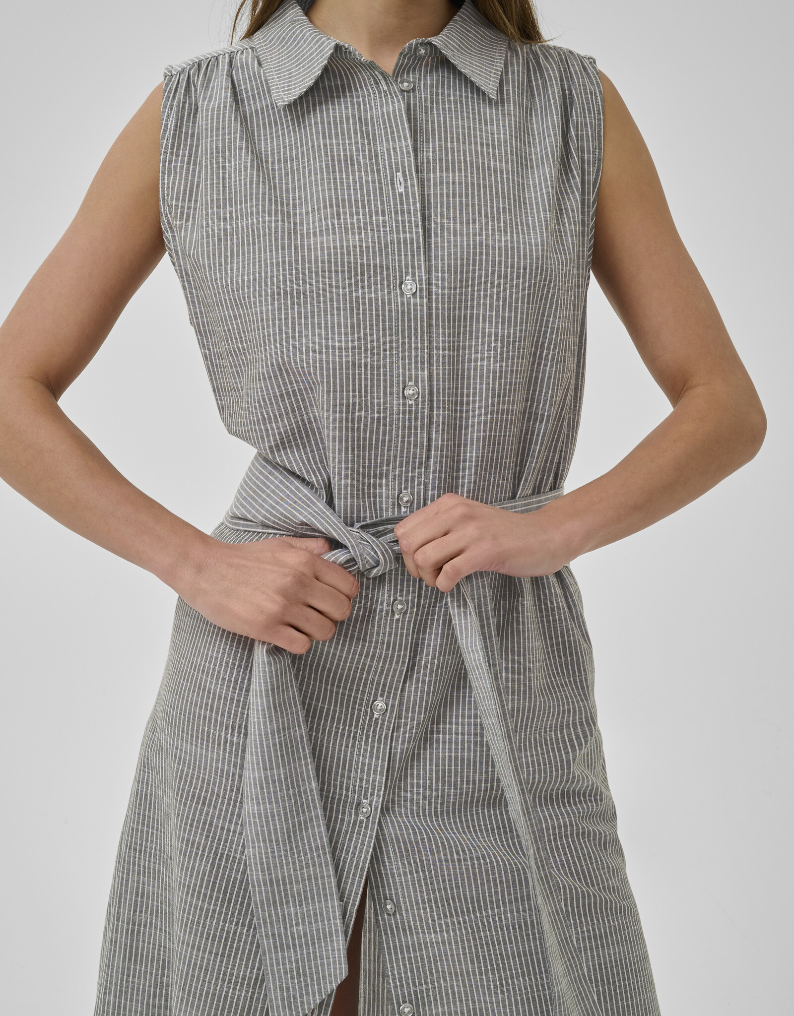 My Essential Wardrobe Skye Sunna Sleeveless Dress Forest Night Stripe