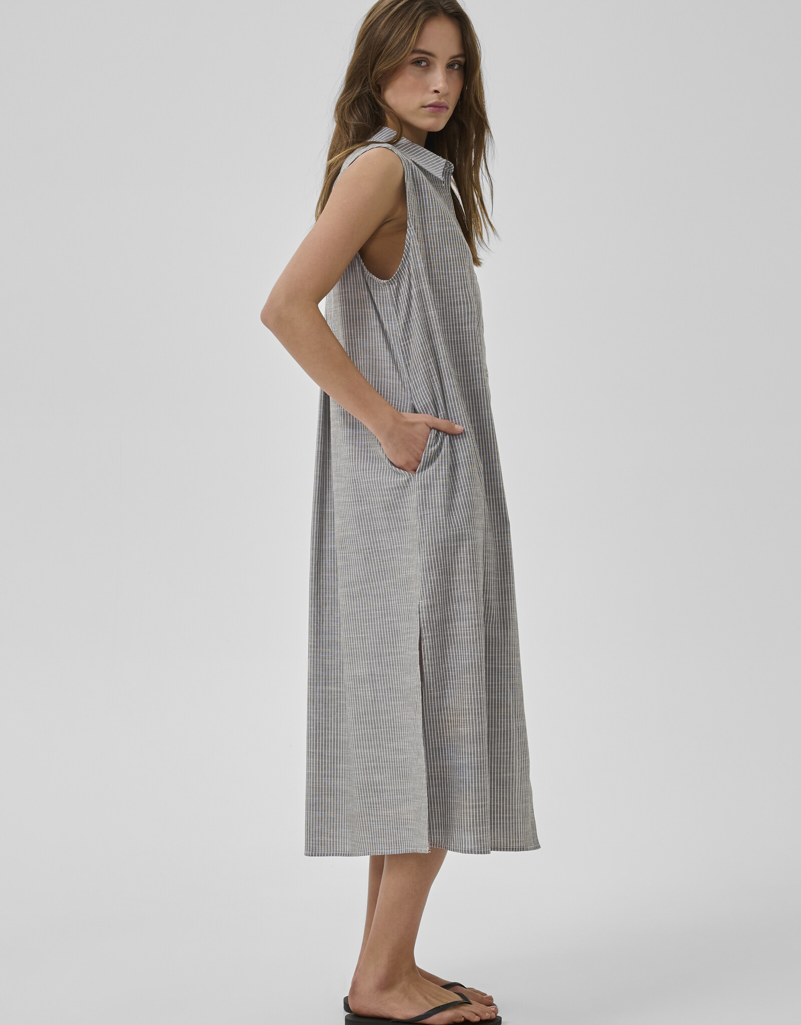 My Essential Wardrobe Skye Sunna Sleeveless Dress Forest Night Stripe