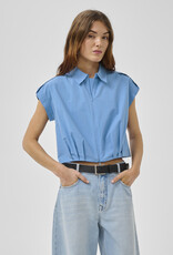 My Essential Wardrobe Sunna Sleeveless Shirt Silver Lake Blue