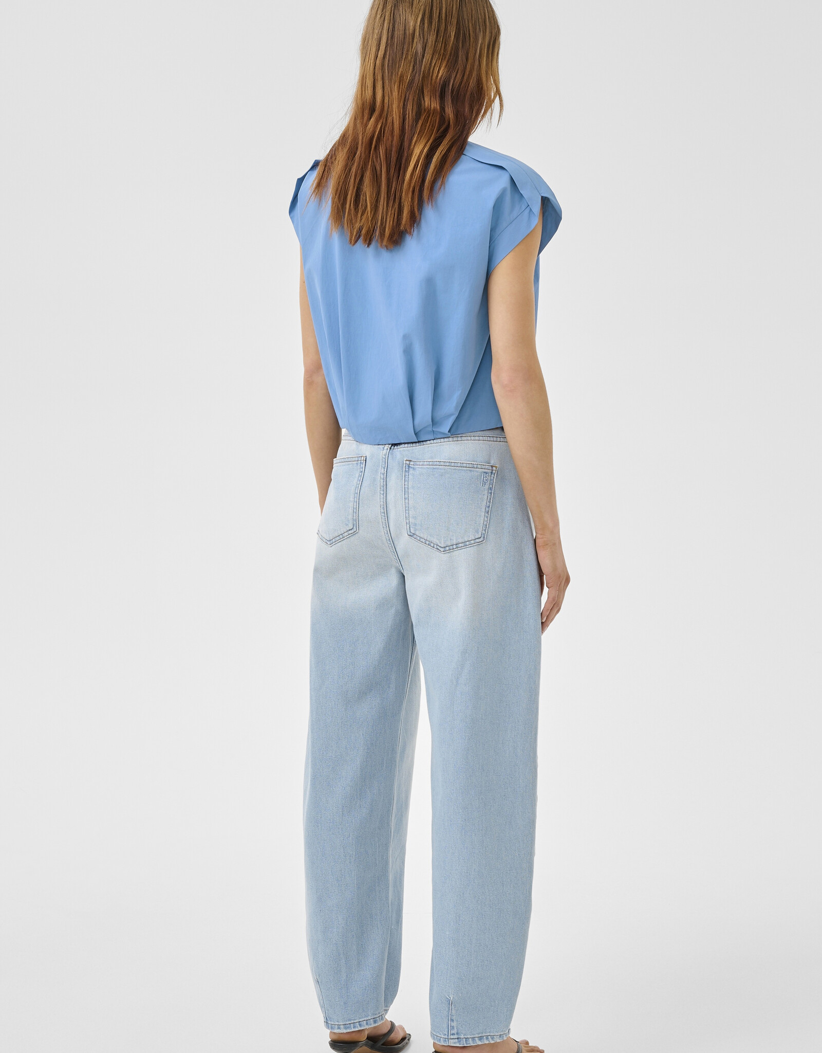 My Essential Wardrobe Sunna Sleeveless Shirt Silver Lake Blue