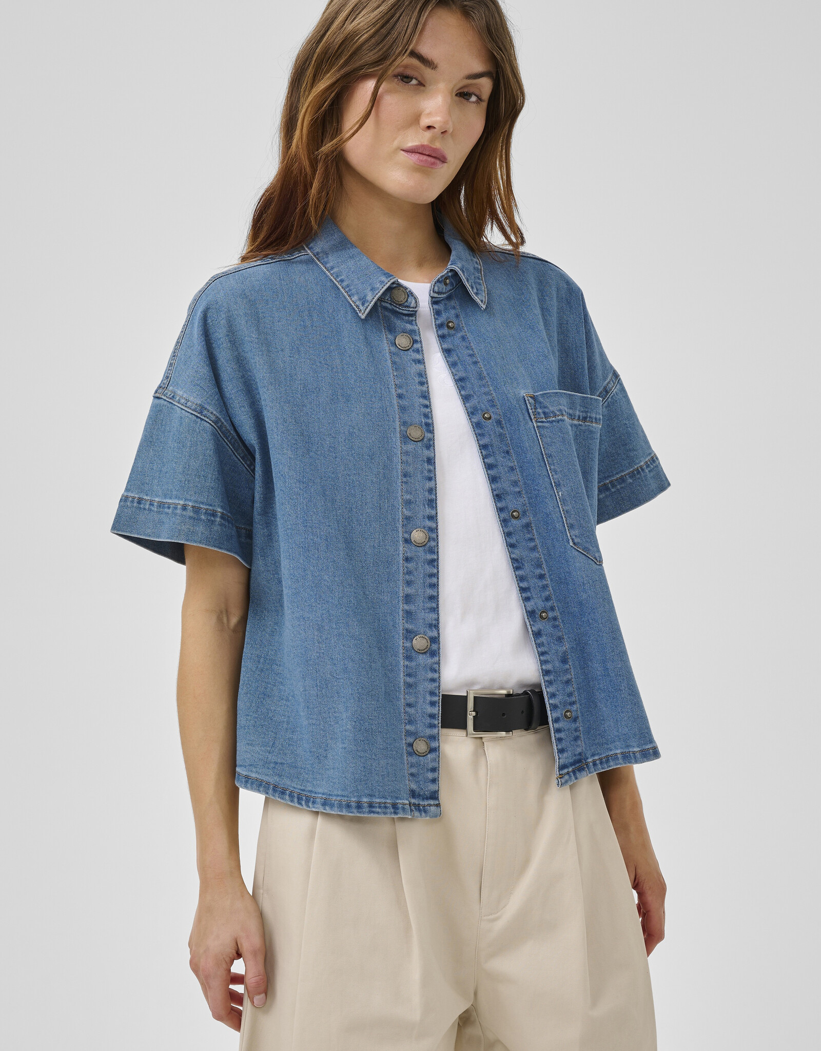 My Essential Wardrobe Linn 115 Boxy Shirt Medium Blue Wash