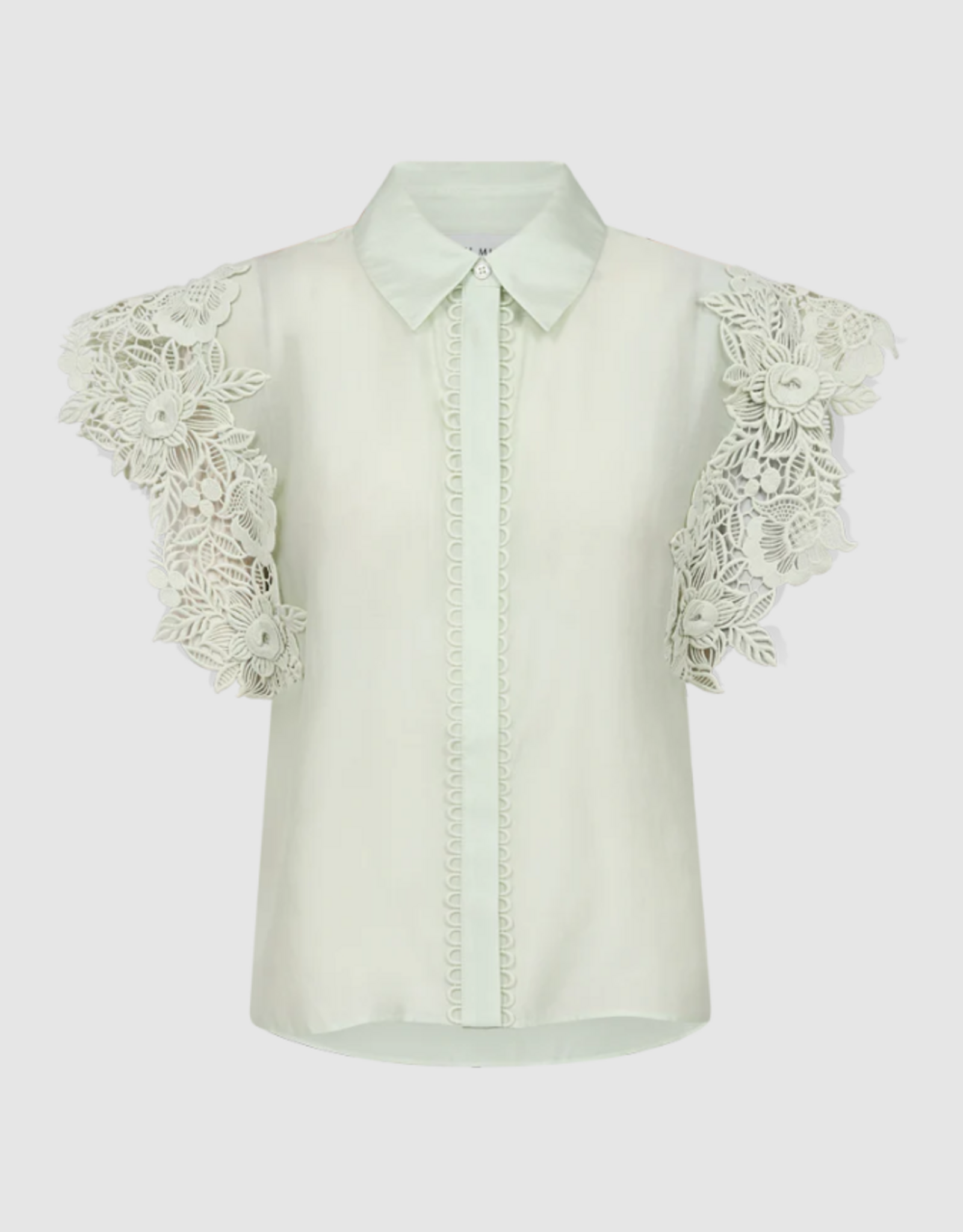 Cph Muse 207904 Molly Boxy 3D Lace Shirt Green Tint