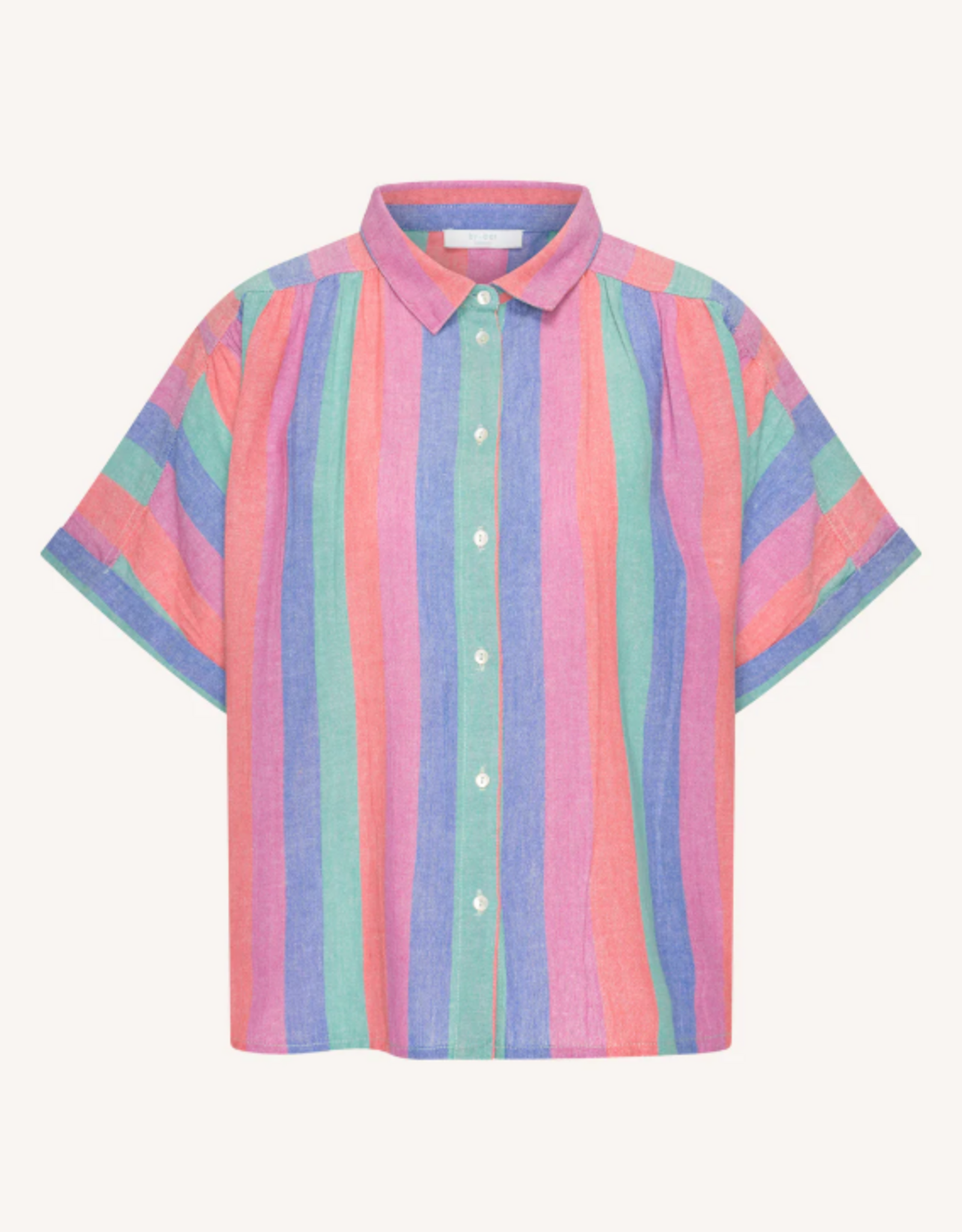 By Bar Sunny Rainbow  Stripe Pleats Blouse