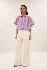 By Bar Sunny Rainbow  Stripe Pleats Blouse