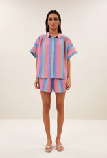 By Bar Sunny Rainbow  Stripe Pleats Blouse