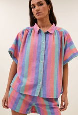 By Bar Sunny Rainbow  Stripe Pleats Blouse