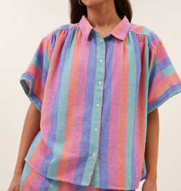 By Bar Sunny Rainbow  Stripe Pleats Blouse
