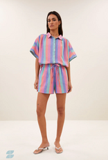 By Bar Sunny Rainbow  Stripe Pleats Blouse