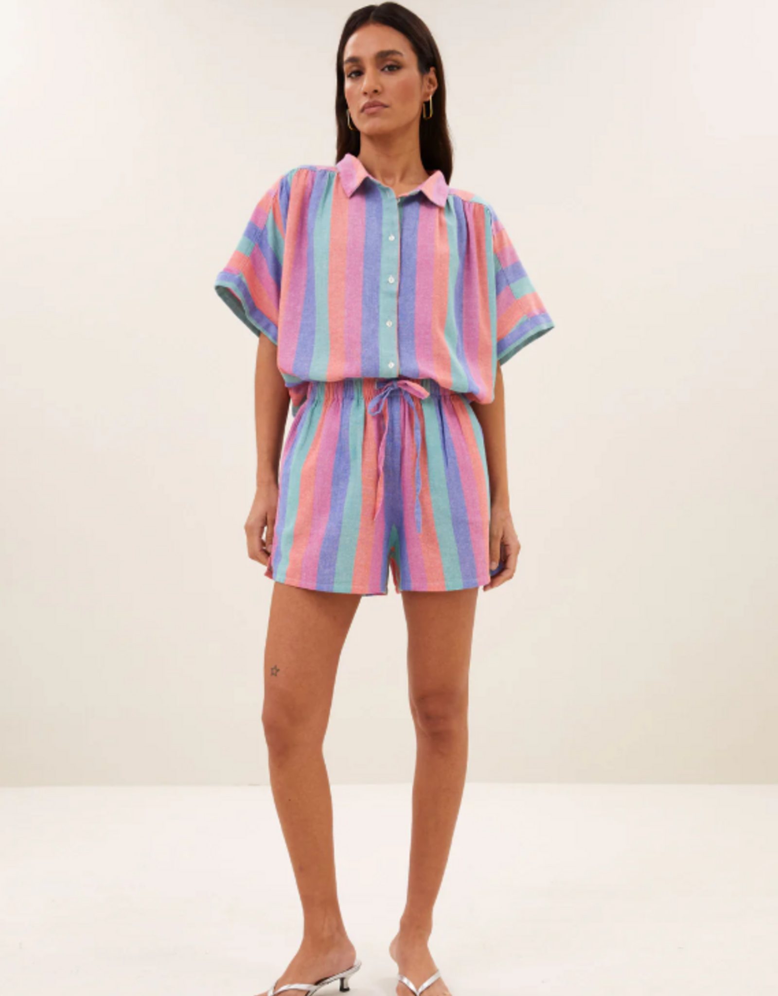 By Bar Isa Rainbow Stripe Shorts