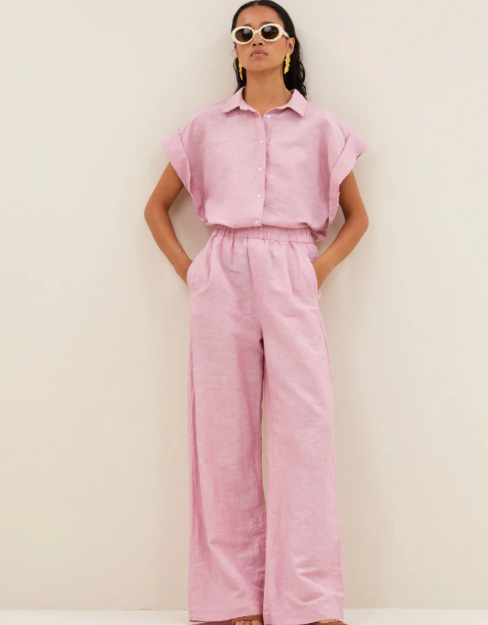 By Bar Pixie Linen Blouse Dusty Pink