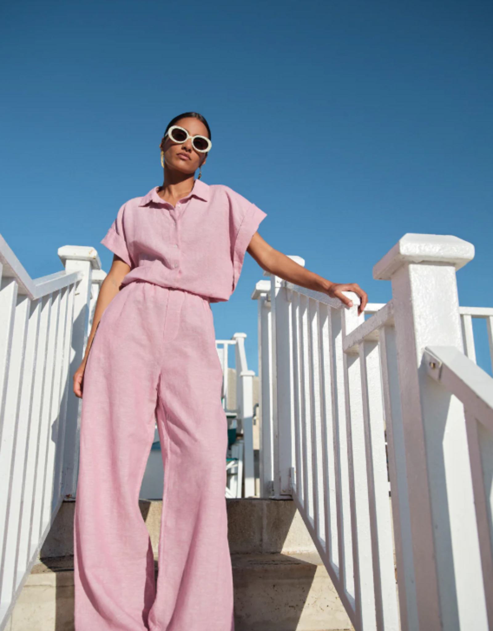 By Bar Pixie Linen Blouse Dusty Pink