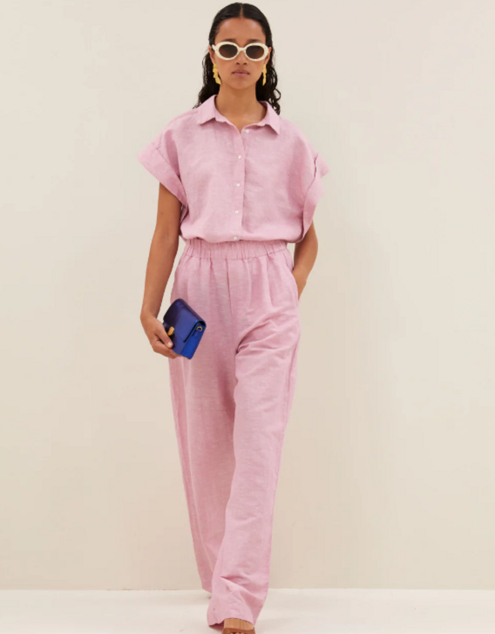 By Bar Pixie Linen Blouse Dusty Pink