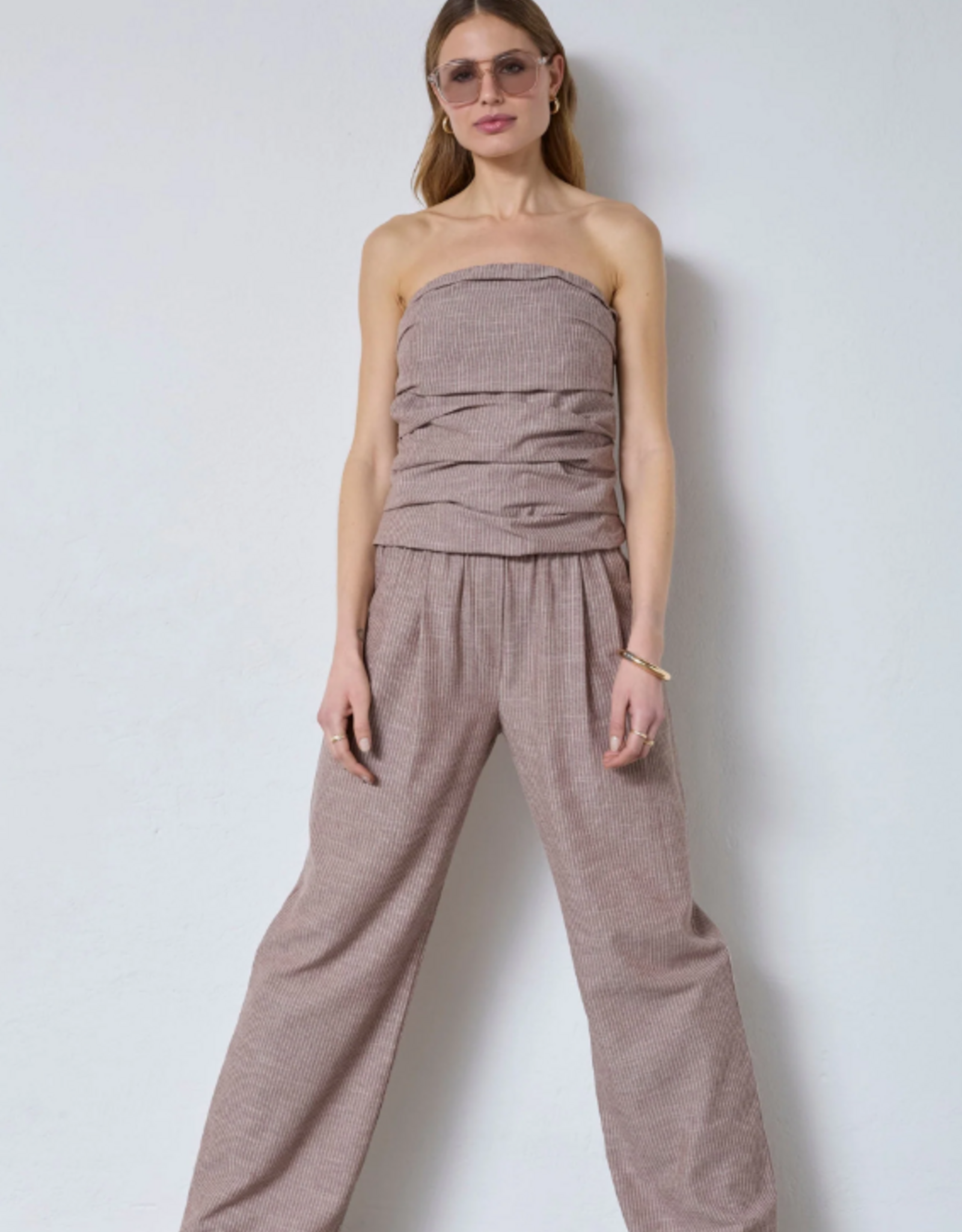 Co'Couture Jiho Stripe Tube Top Brown