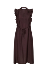 Co'Couture Hera Frill SS Crop V-Dress Dark Brown