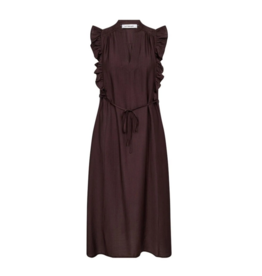 Co'Couture Hera Frill SS Crop V-Dress Dark Brown