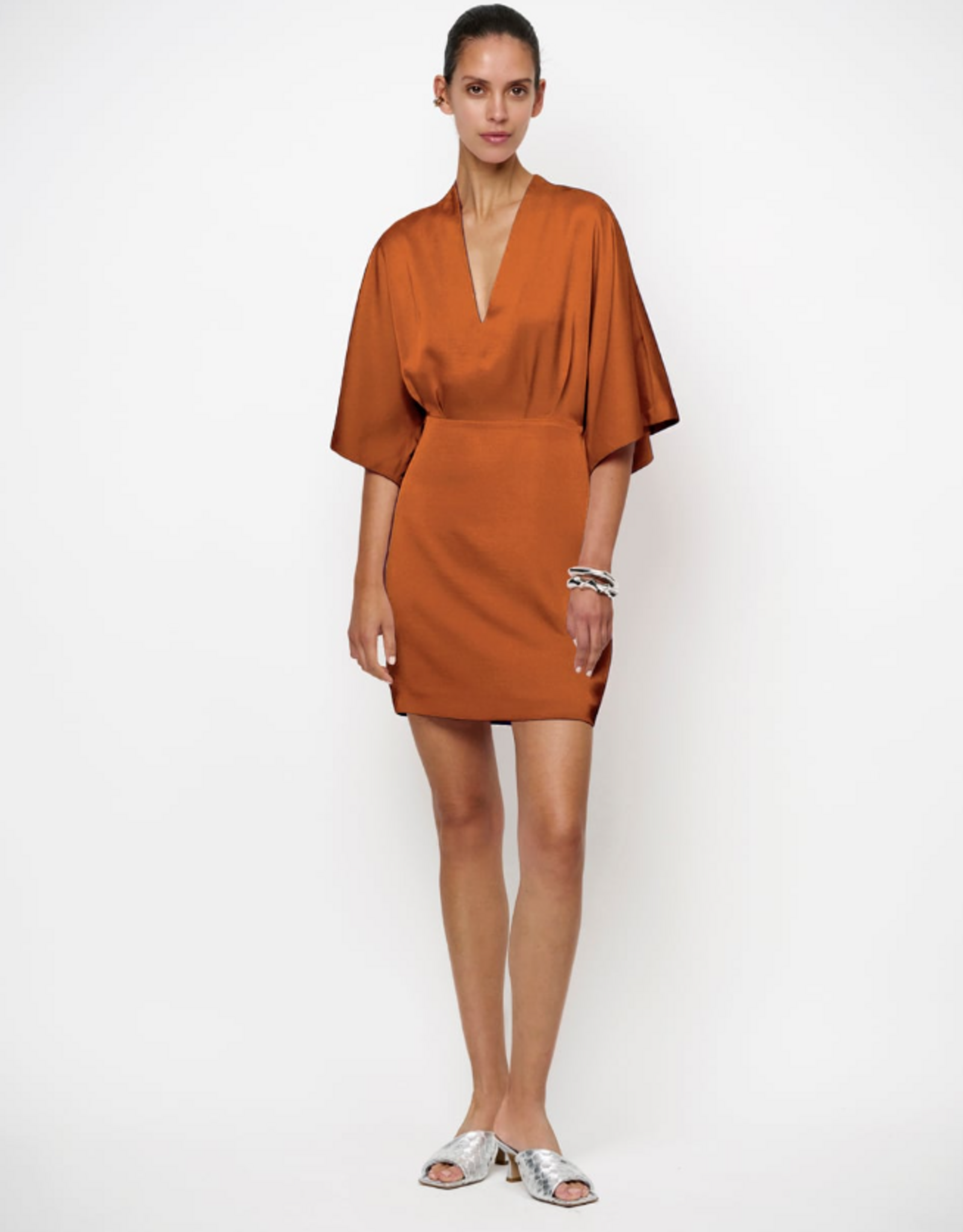 Dante 6 Cato Satin Kimono Dress Sunset Orange