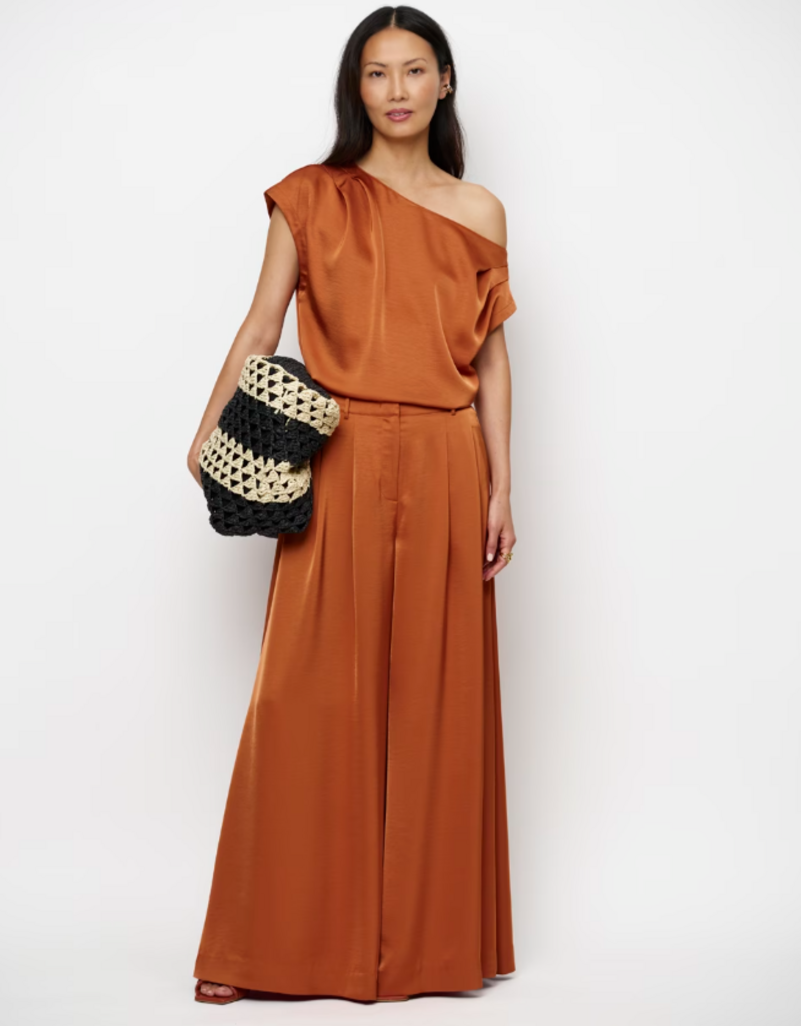 Dante 6 Roam Satin Drapey Top Sunset Orange