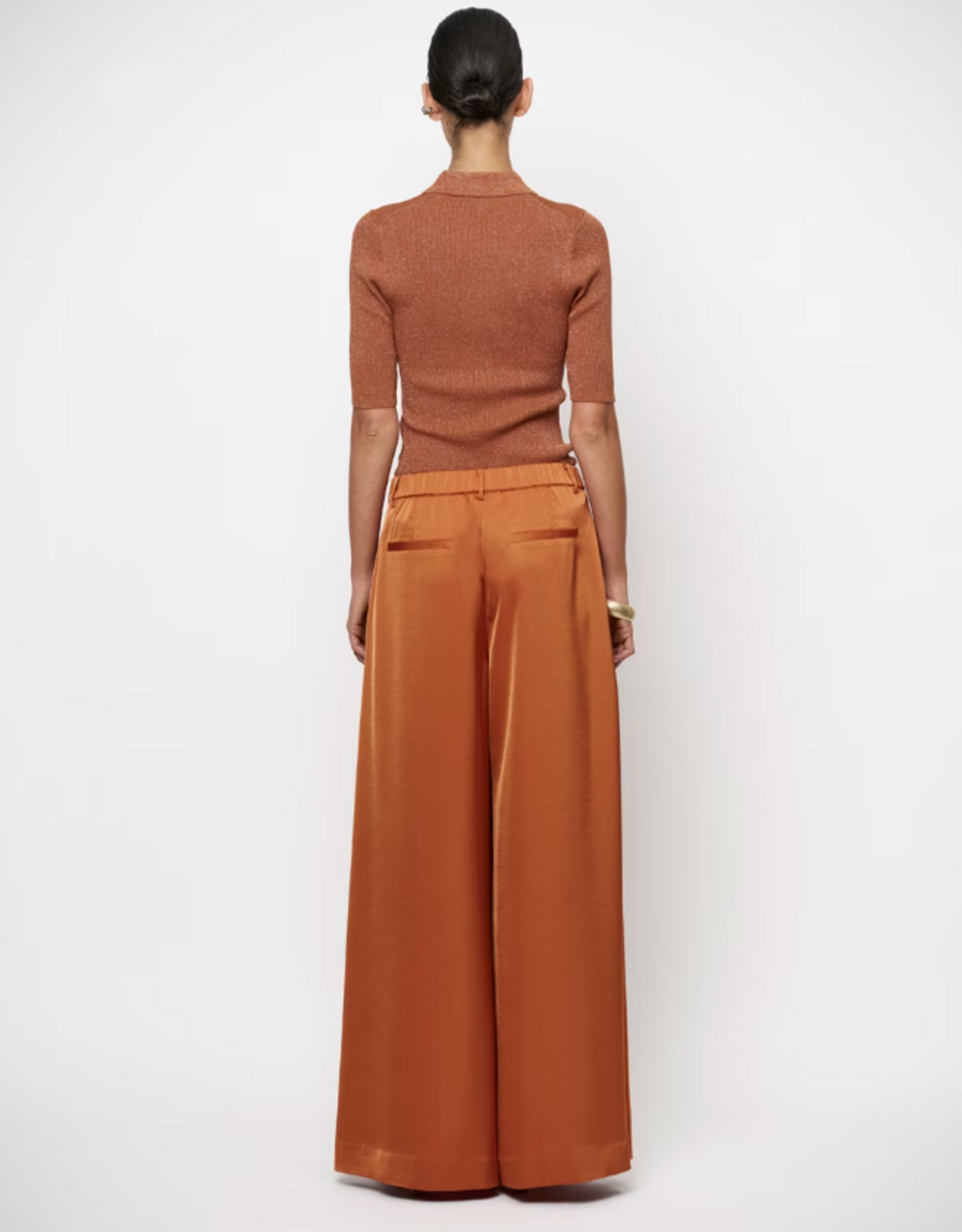 Dante 6 Onique Wide Leg Satin Pants Sunset Orange