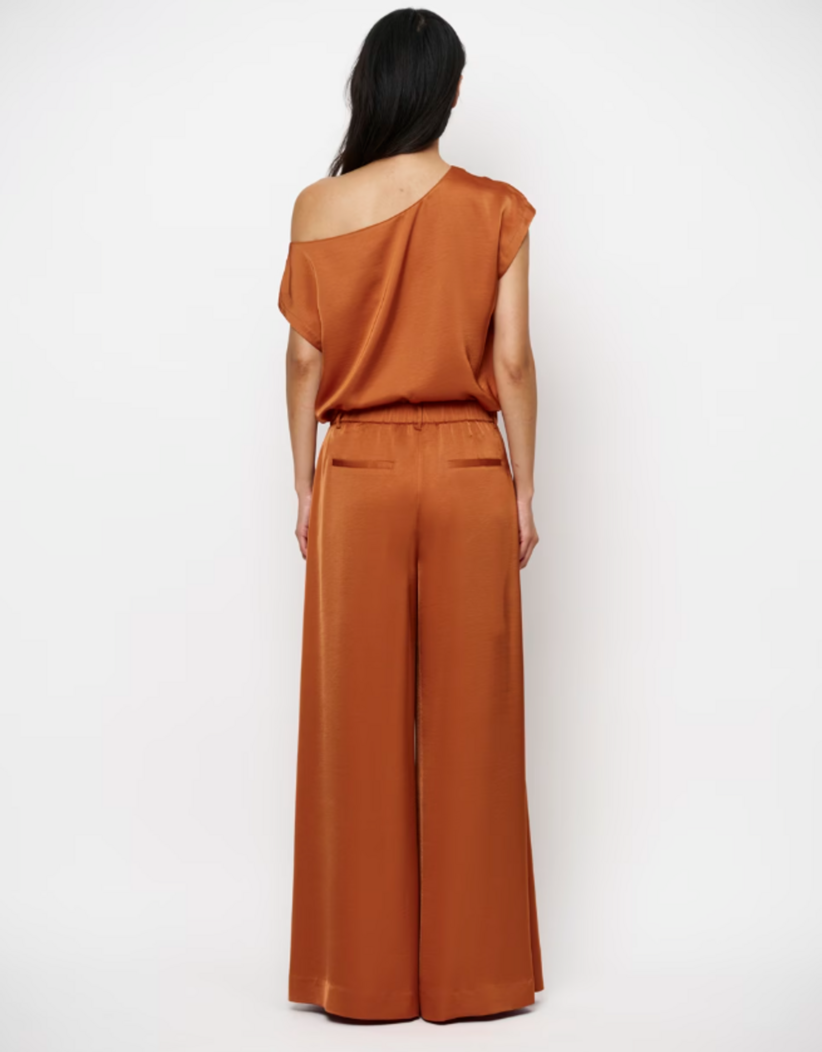 Dante 6 Onique Wide Leg Satin Pants Sunset Orange