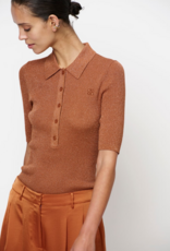Dante 6 Fayza Metallic Knitted Polo Amber Glow