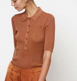 Dante 6 Fayza Metallic Knitted Polo Amber Glow