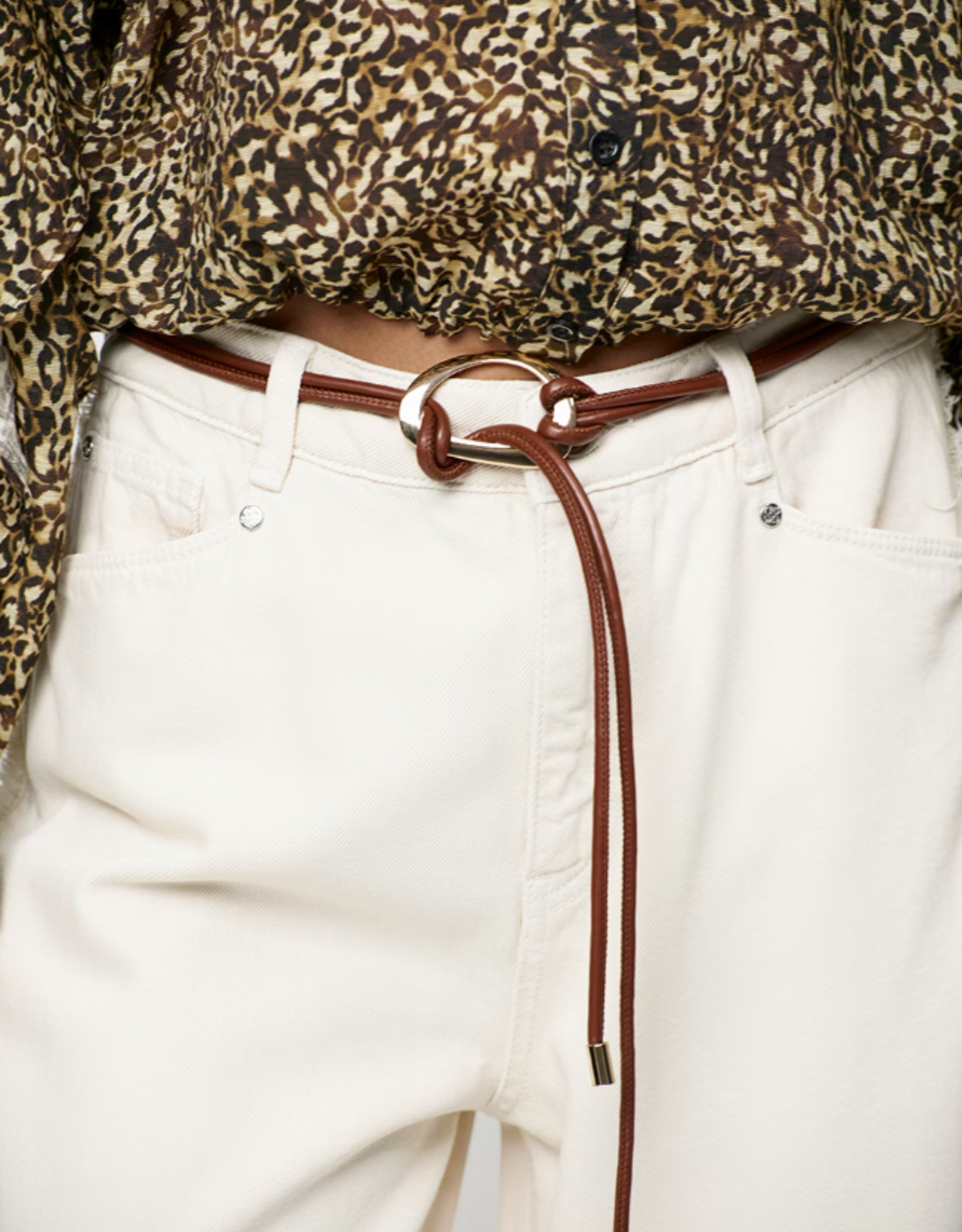 Dante 6 Faux Leather Buckle Belt Coconut Brown