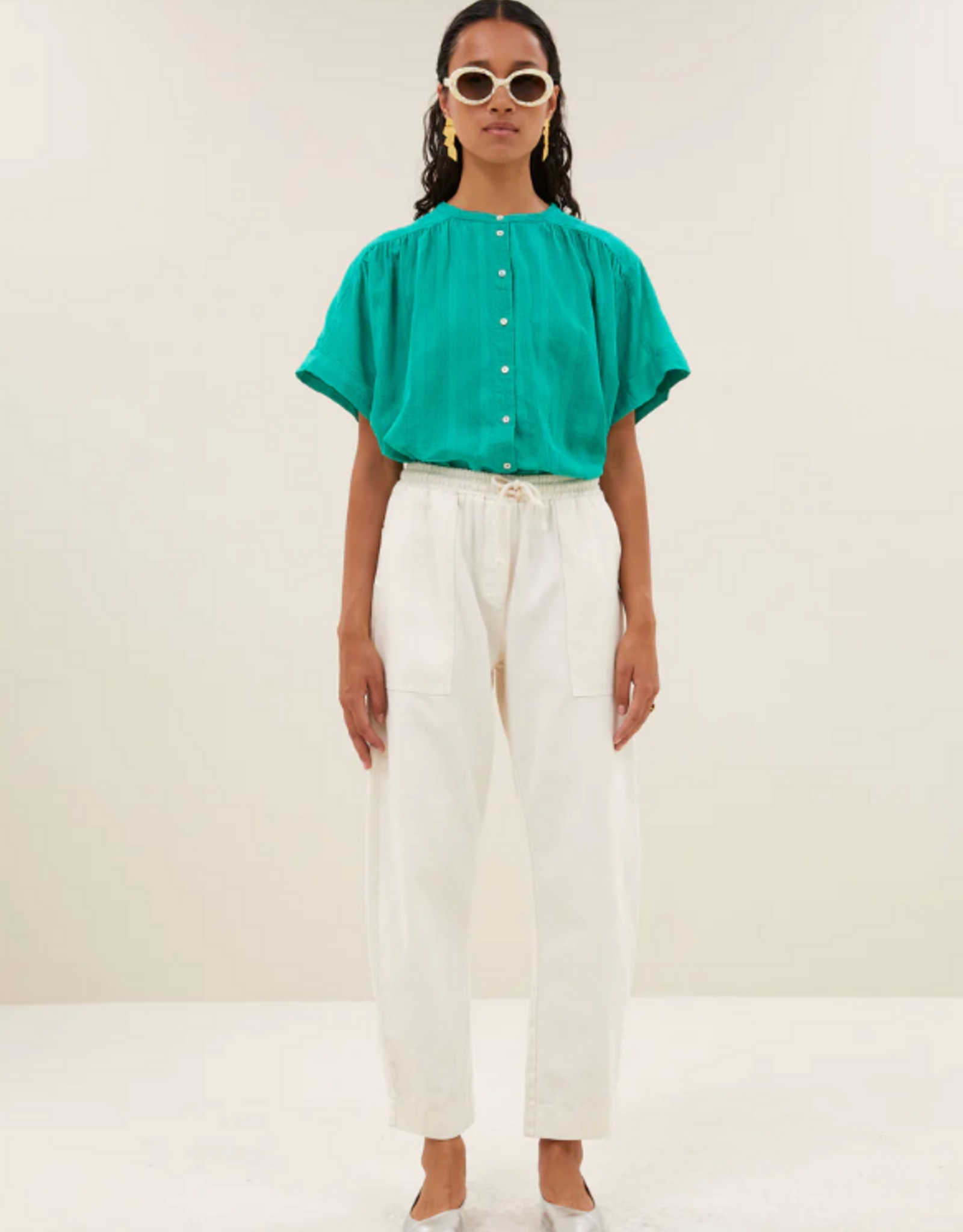 By Bar Alex Dobby Blouse Lucky Green