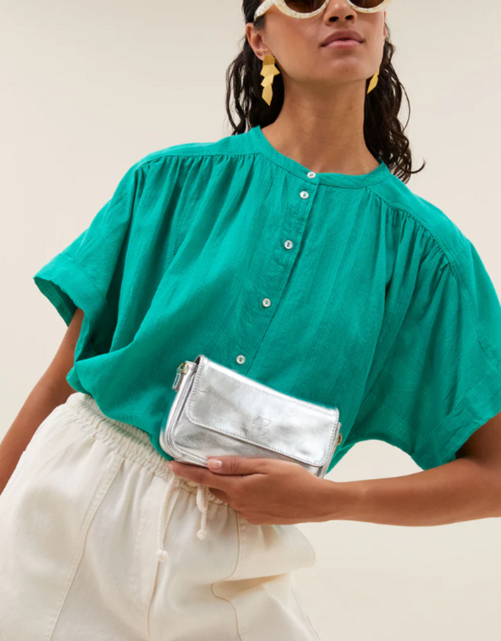 By Bar Alex Dobby Blouse Lucky Green