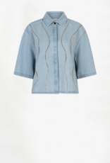 Dante 6 Zofia Embellished Denim Shirt Light Washed Blue