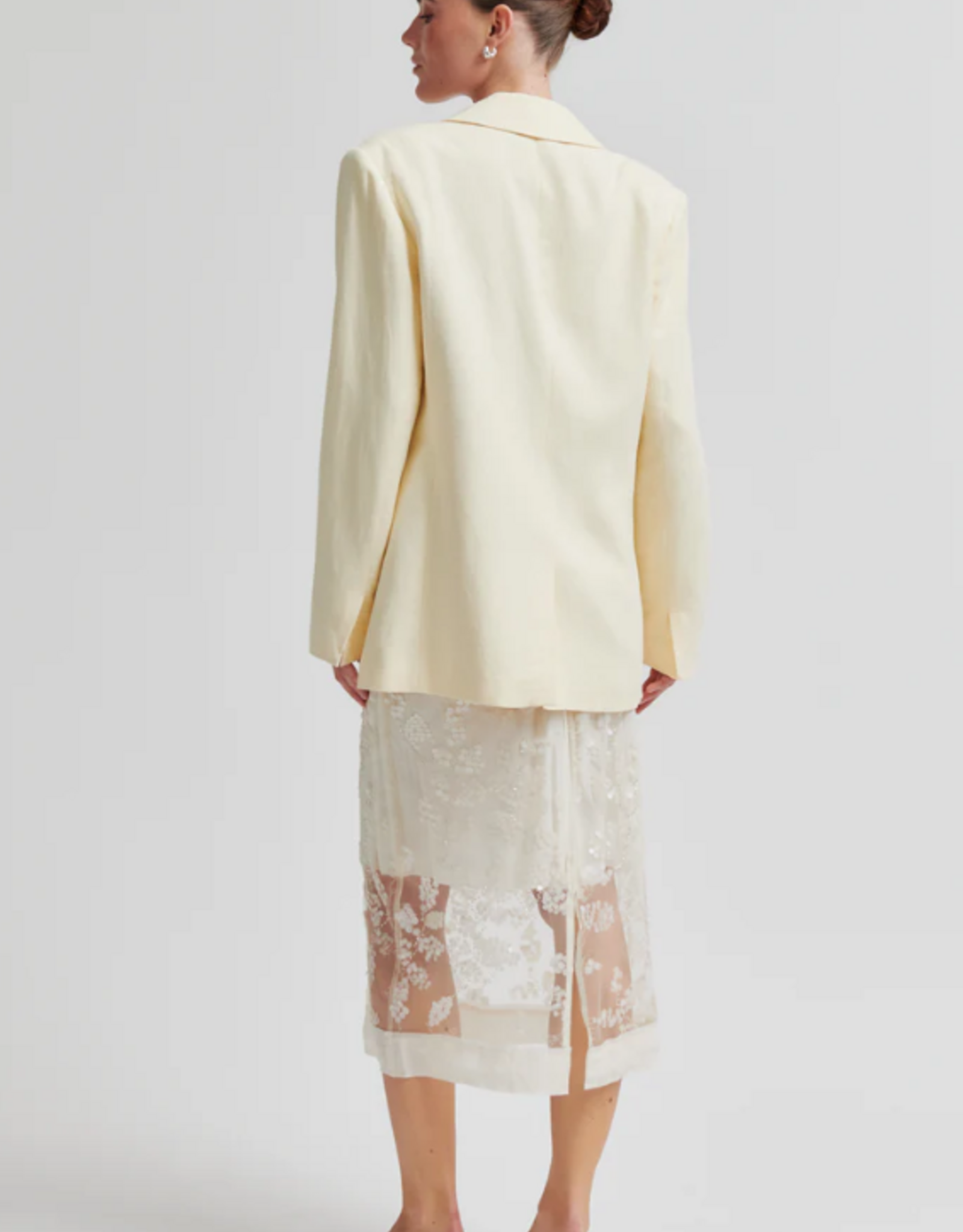 Second Female Lino New Fit Blazer Alabaster Gleam
