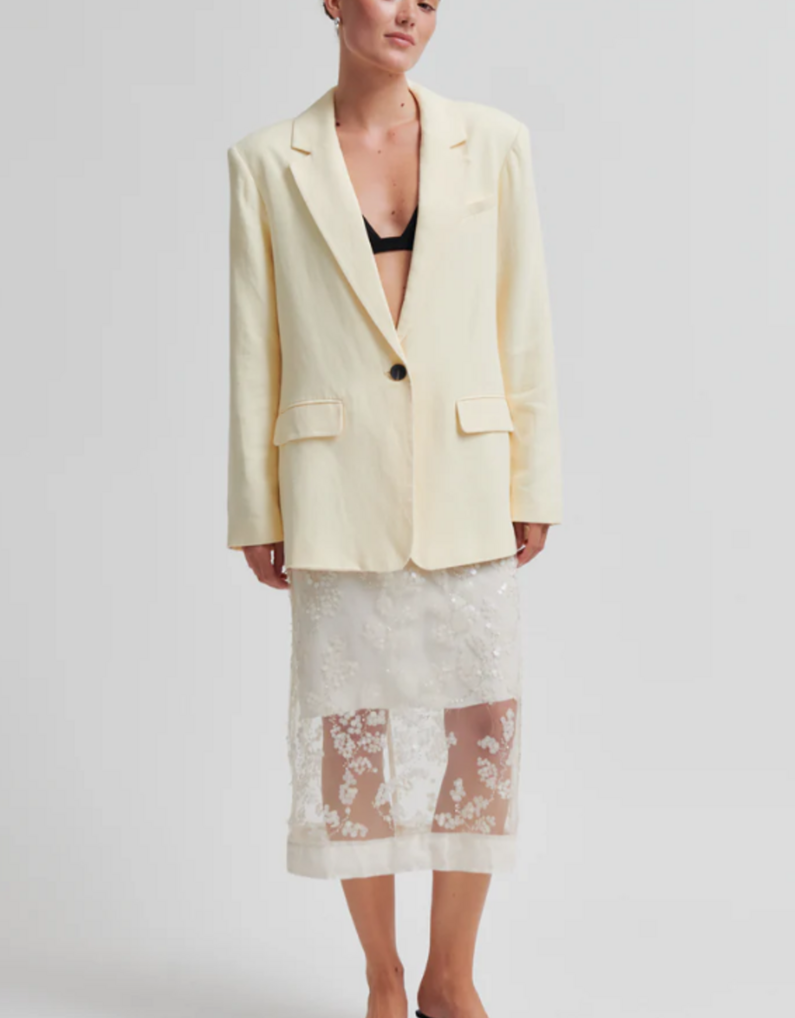 Second Female Lino New Fit Blazer Alabaster Gleam