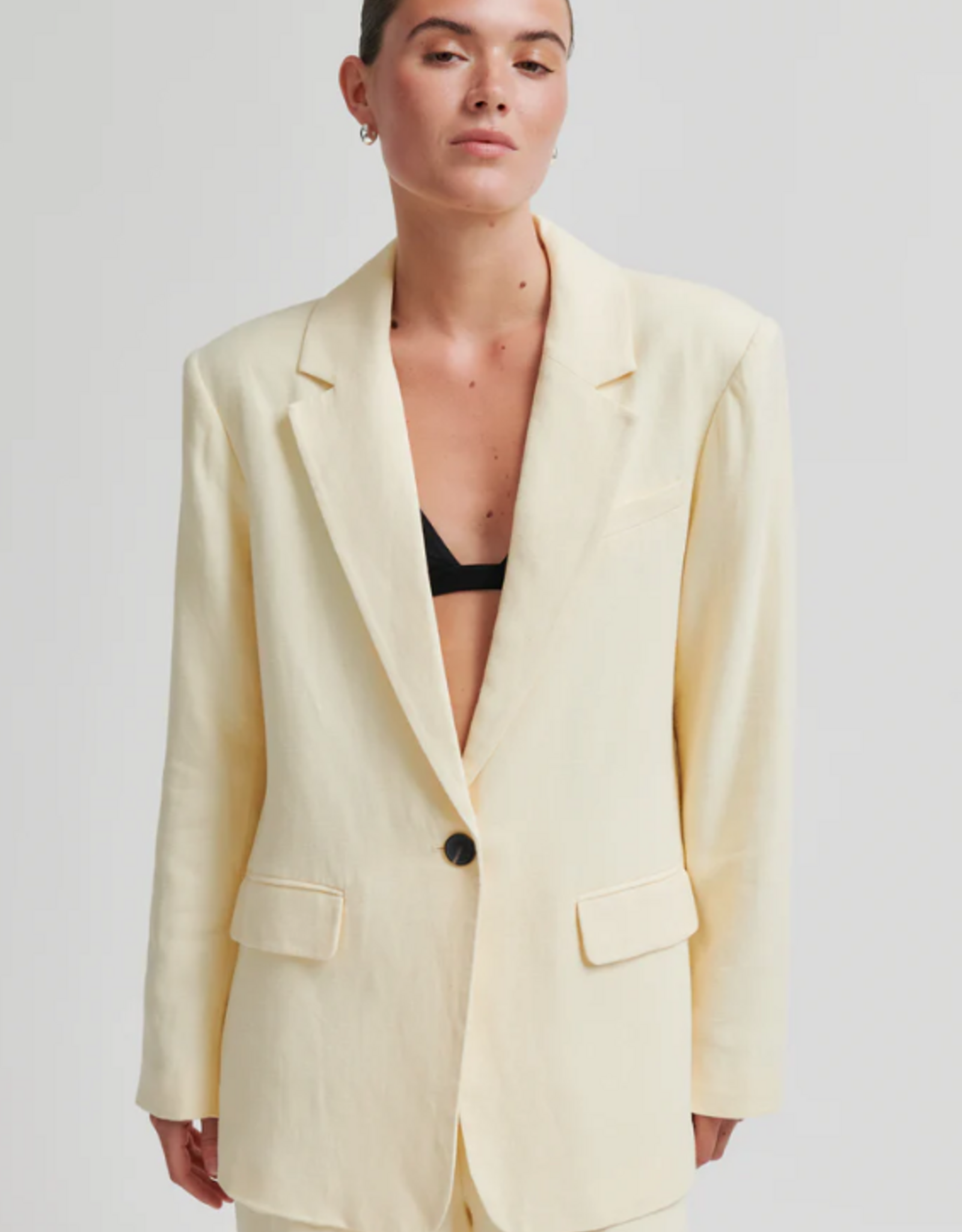 Second Female Lino New Fit Blazer Alabaster Gleam