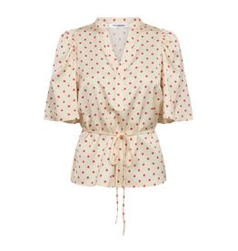Co'Couture Cambria Dot SS Blouse Off White