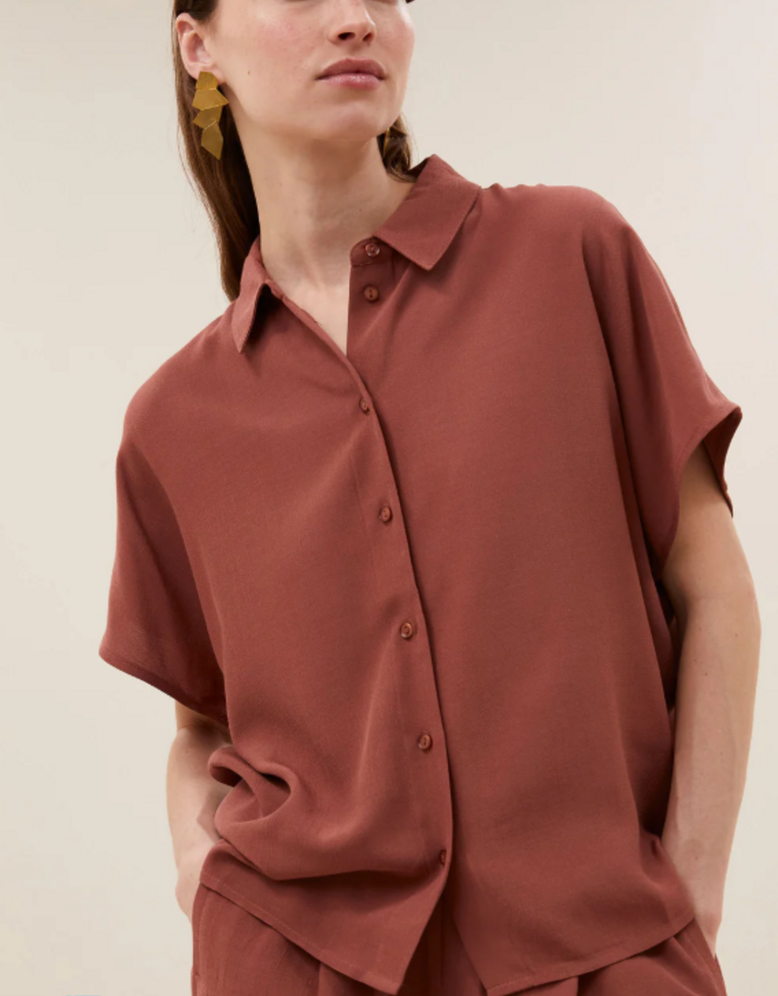 By Bar Barley Viscose Blouse Rustic Sienna