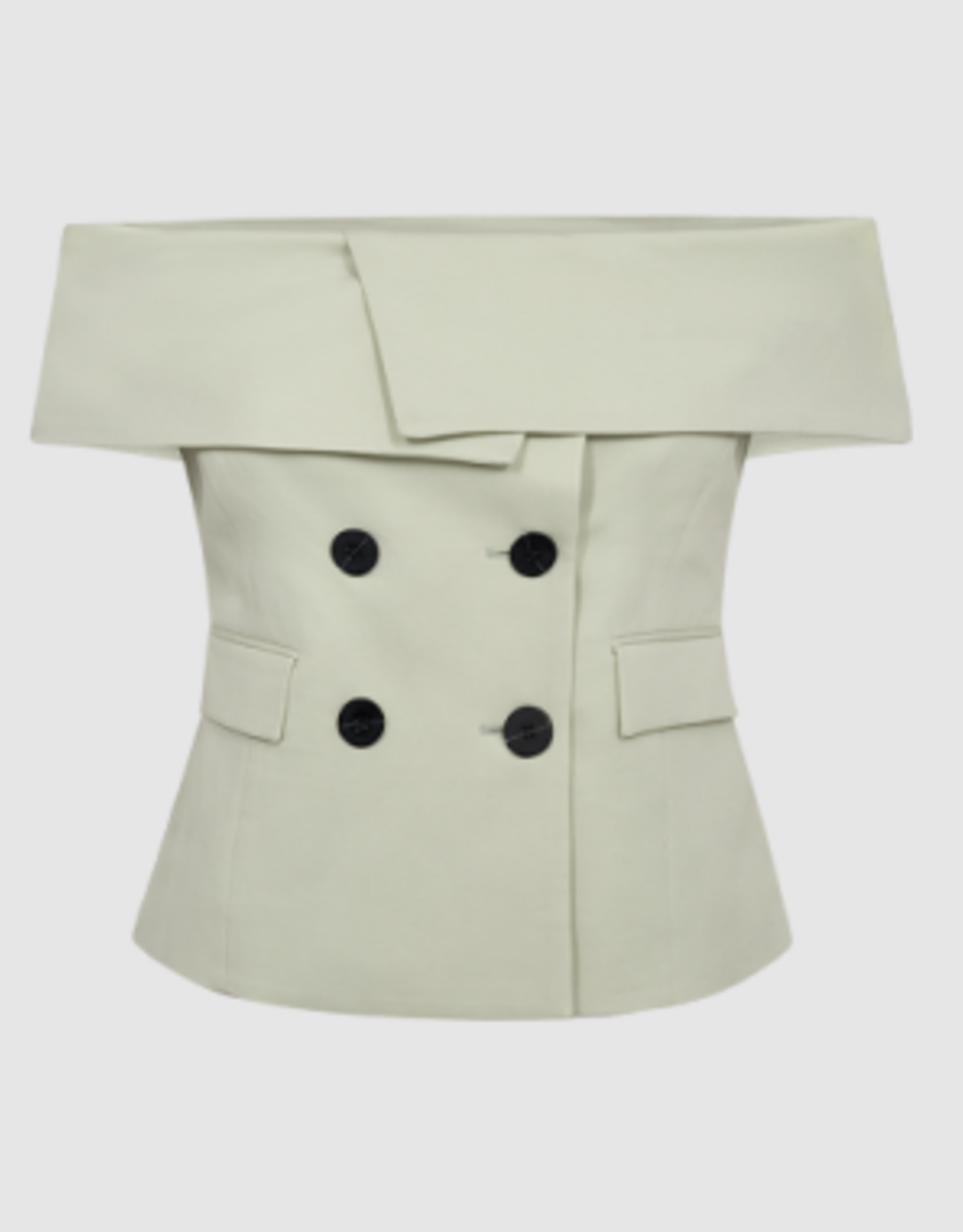 Cph Muse 207825 Ivanna Off Shoulder Waistcoat Green Tint