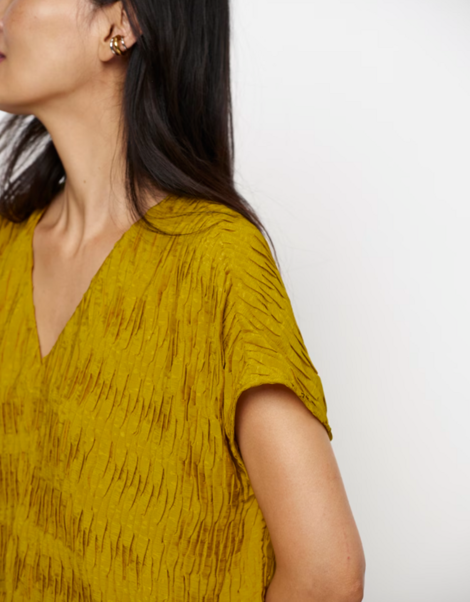 Dante 6 Vikli Pleated V-Neck Top Solar Lime