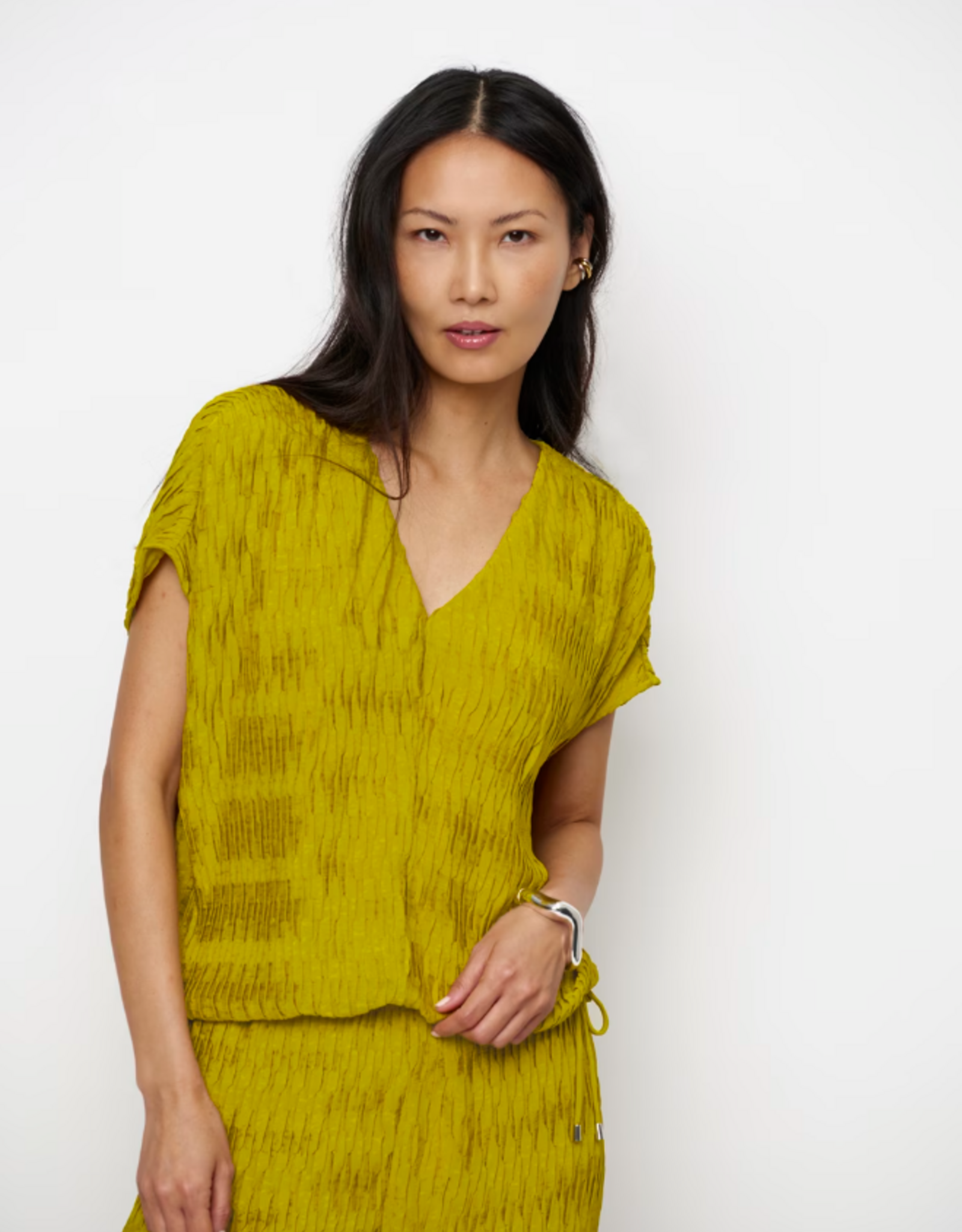 Dante 6 Vikli Pleated V-Neck Top Solar Lime