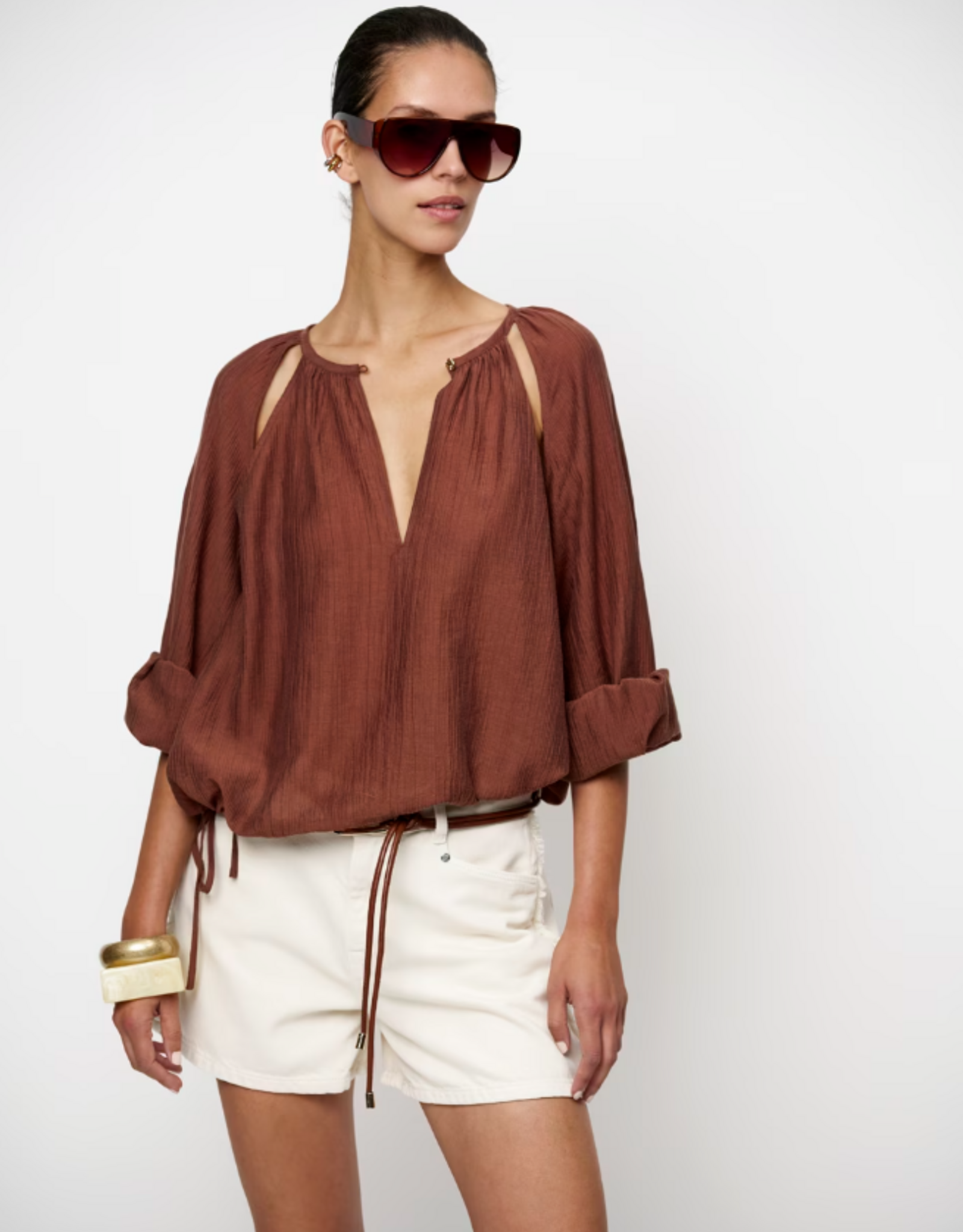 Dante 6 Leonora Balloon Blouse Coconut Brown
