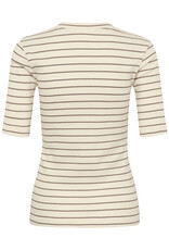 InWear Dagna Striped V T-Shirt Vanilla / Coffee Quartz