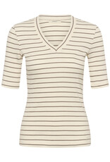InWear Dagna Striped V T-Shirt Vanilla / Coffee Quartz