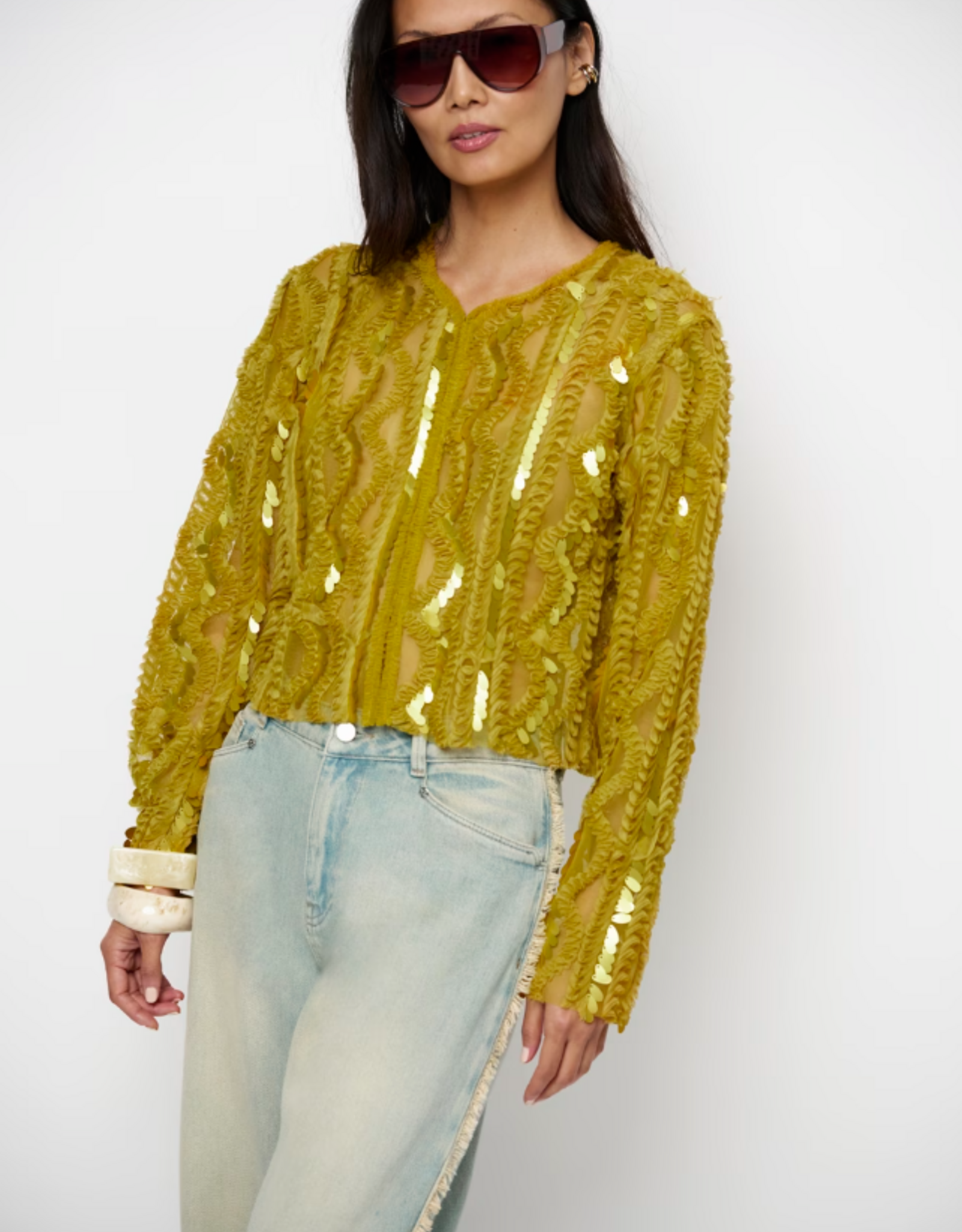 Dante 6 Marceline Sequins Jacket Solar Lime
