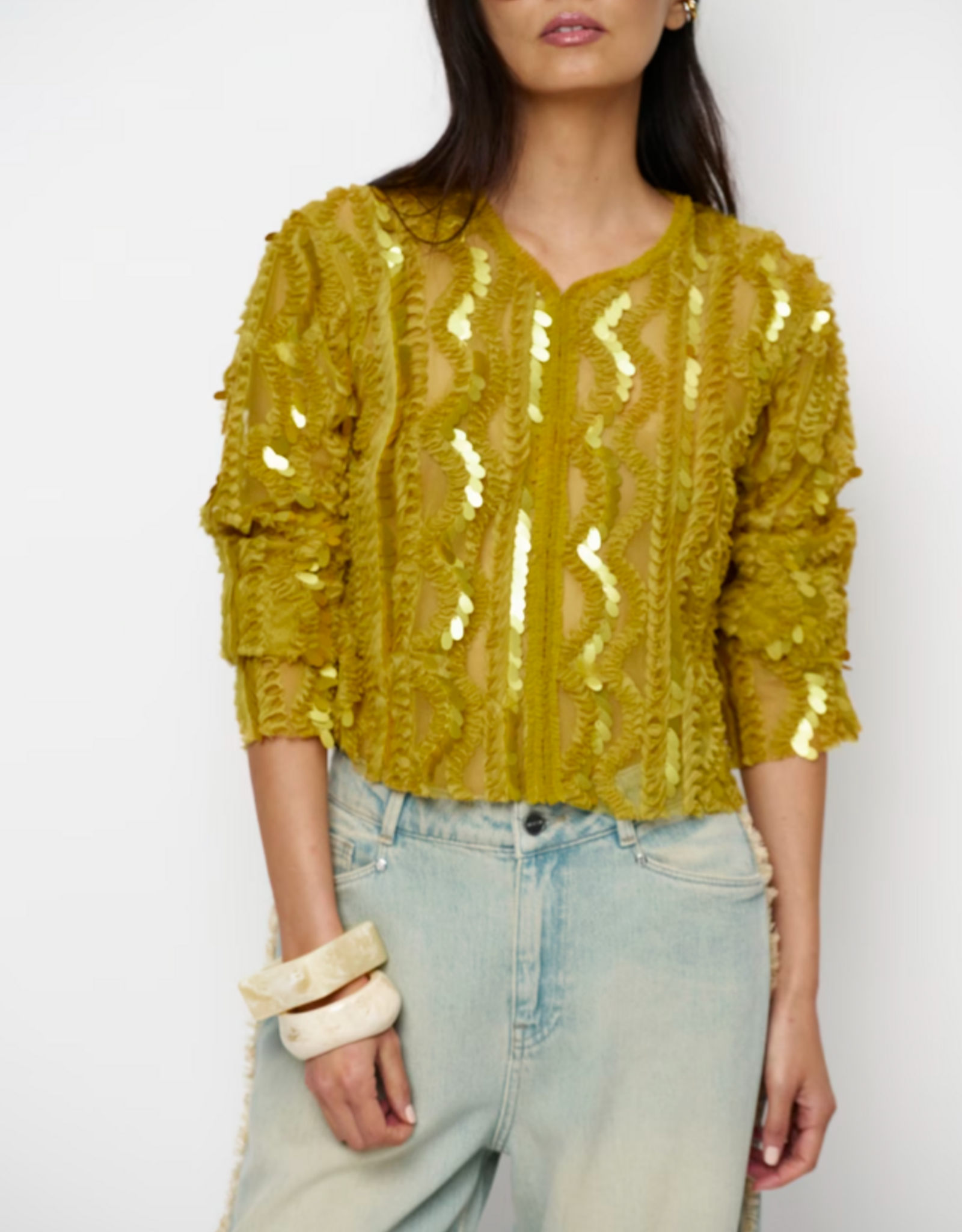 Dante 6 Marceline Sequins Jacket Solar Lime