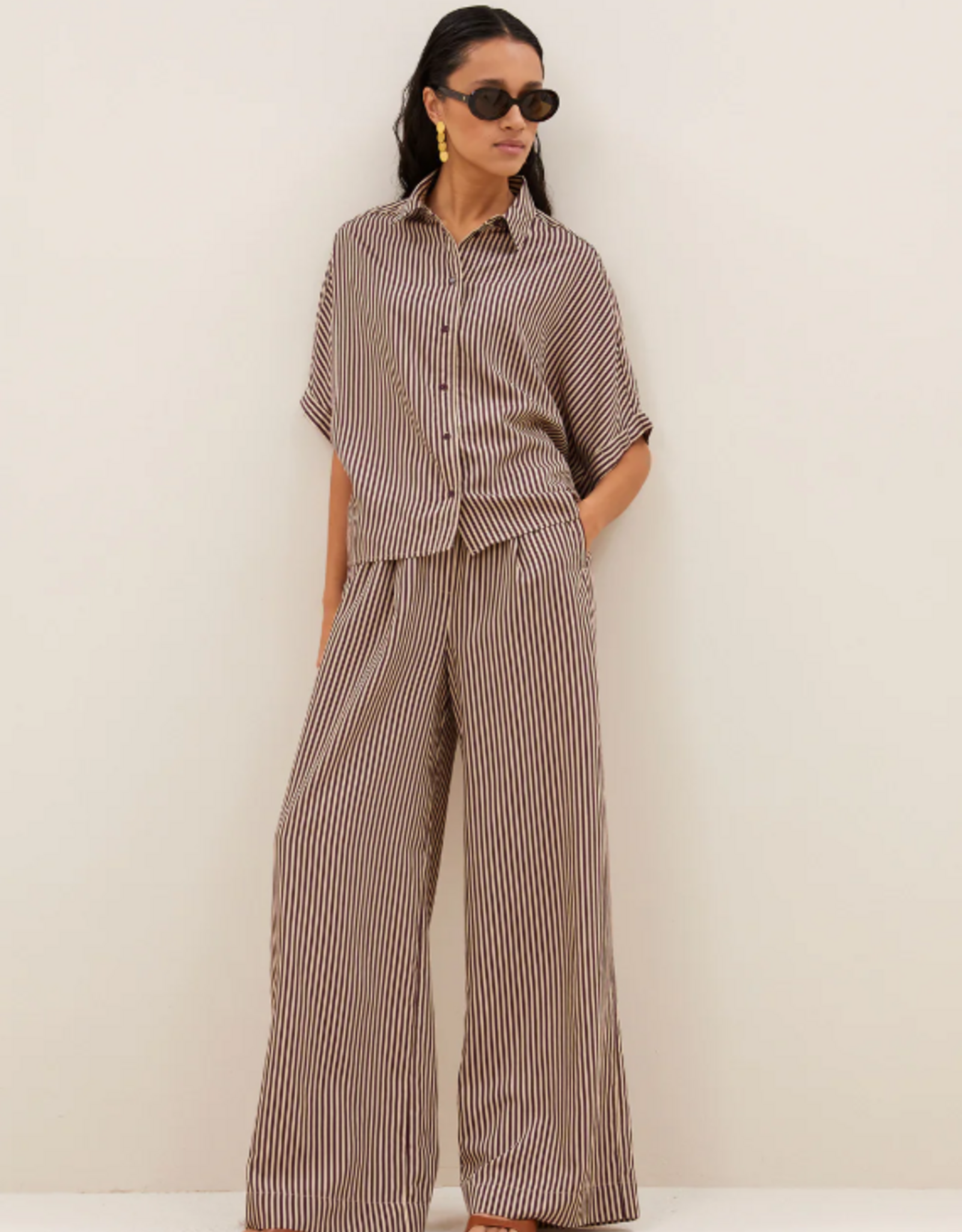 By Bar Sunny Stripe Blouse Burgundy