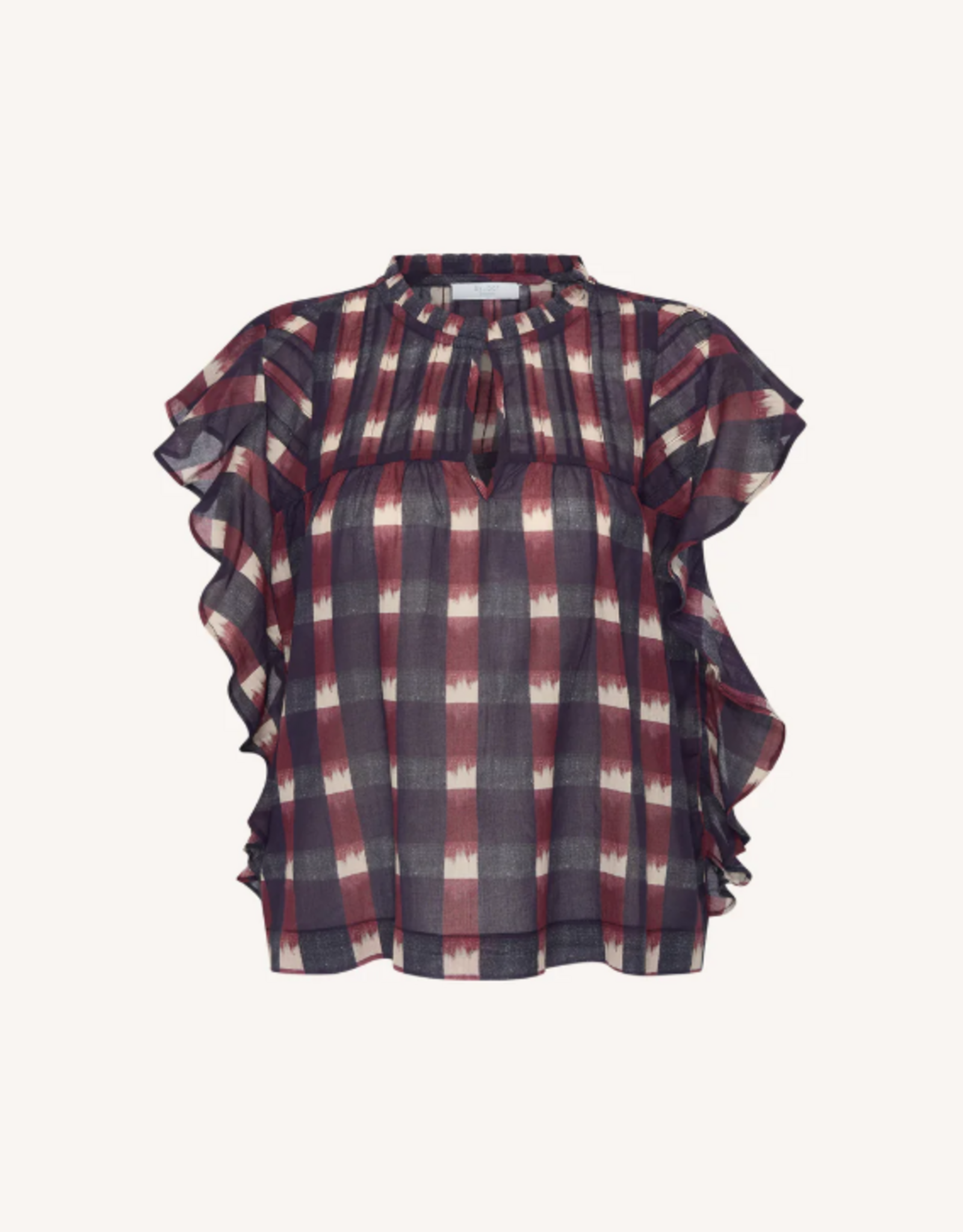 By Bar Danee Ikat Blouse Wine Print