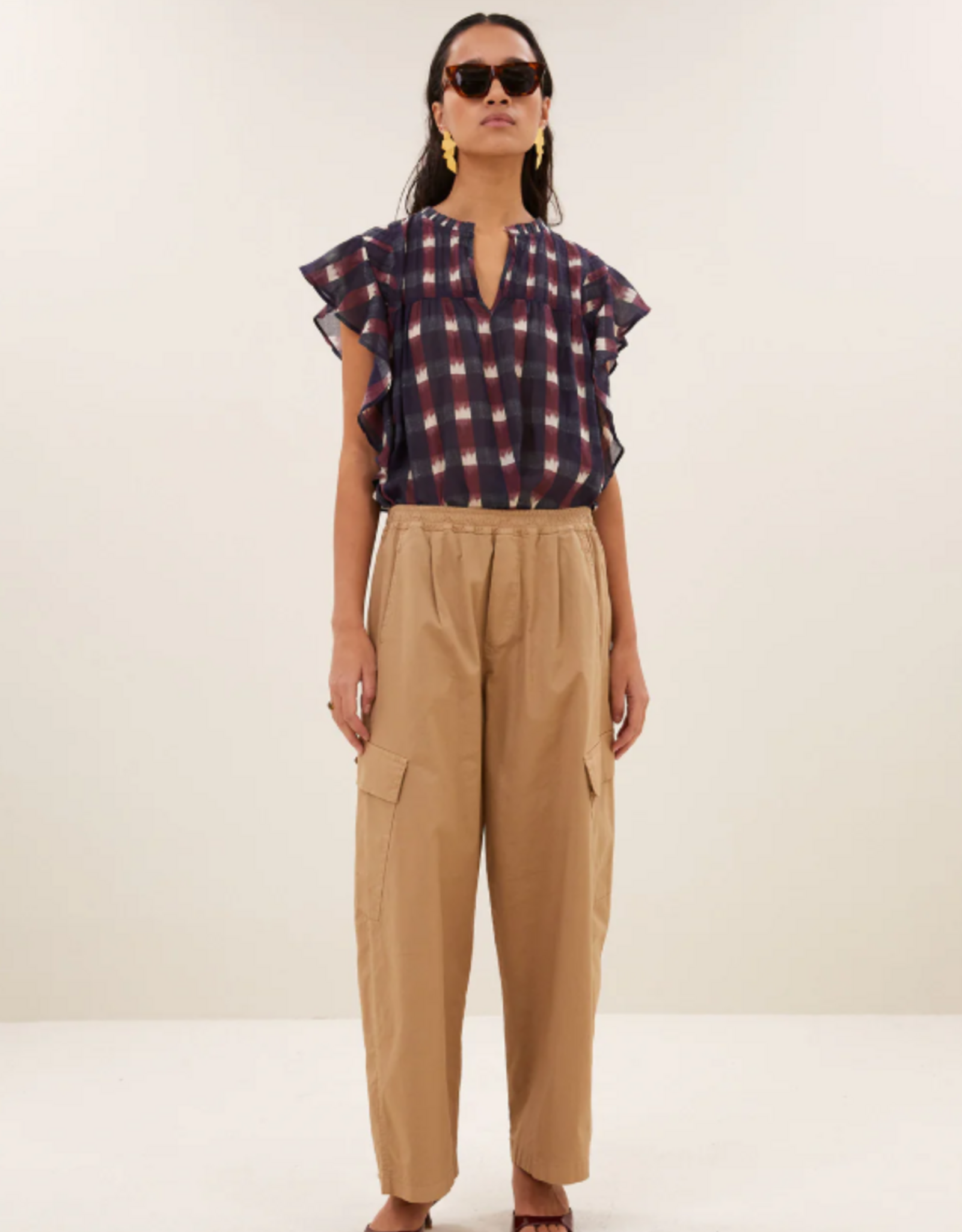 By Bar Danee Ikat Blouse Wine Print