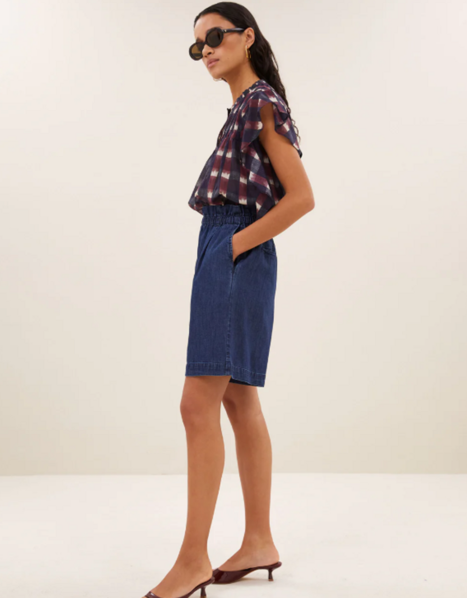 By Bar Danee Ikat Blouse Wine Print